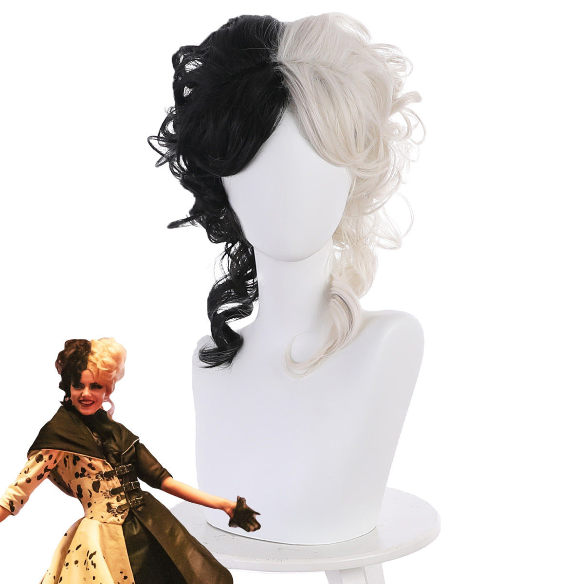 Disney Movie Cruella de Vil Black Silver Cosplay Wig D Edition Wig - Tophatter Daily Deals