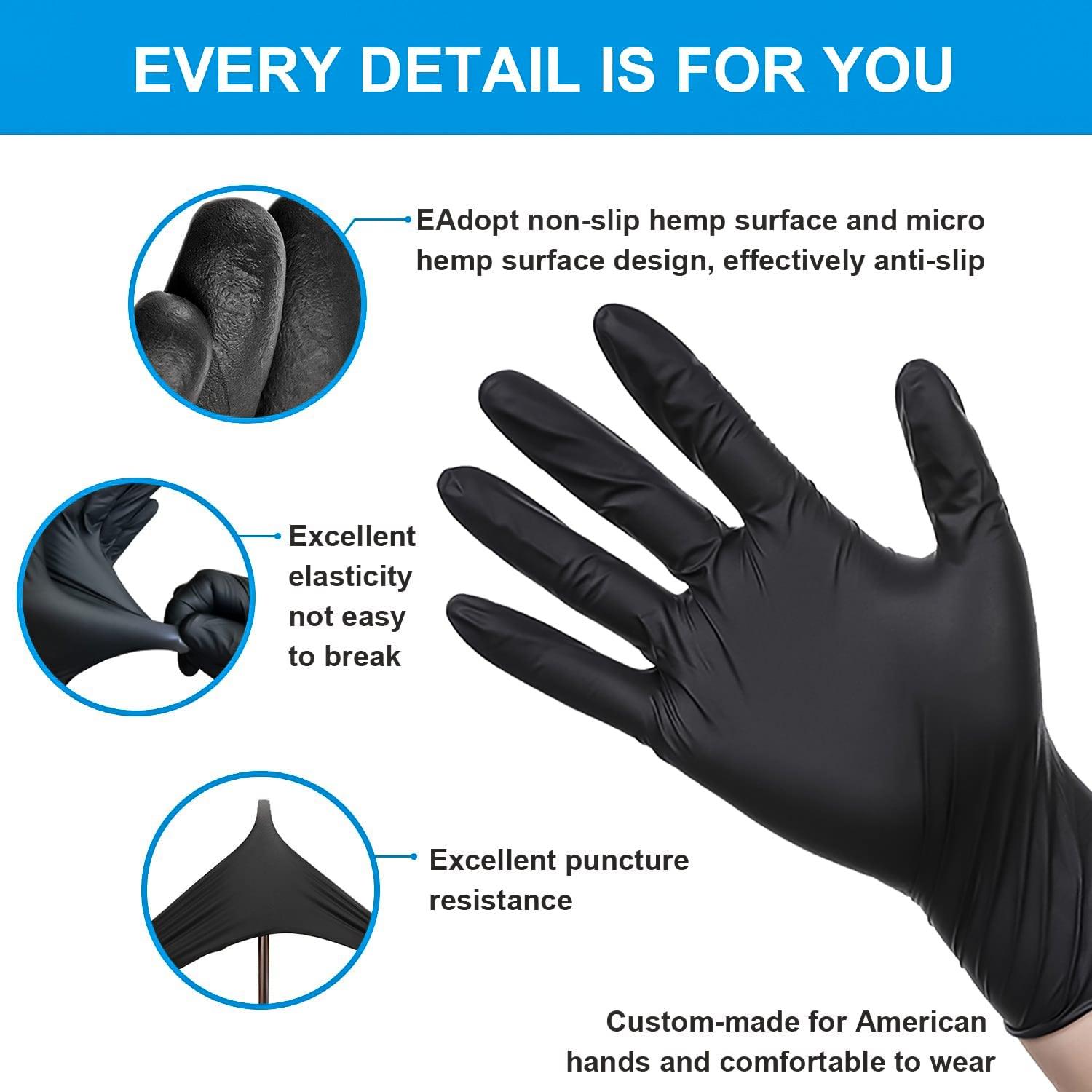 Best Disposable Gloves - Black Nitrile Powder & Latex Free Thick Disposable Gloves Apparel & Accessories - Tophatter Daily Deals