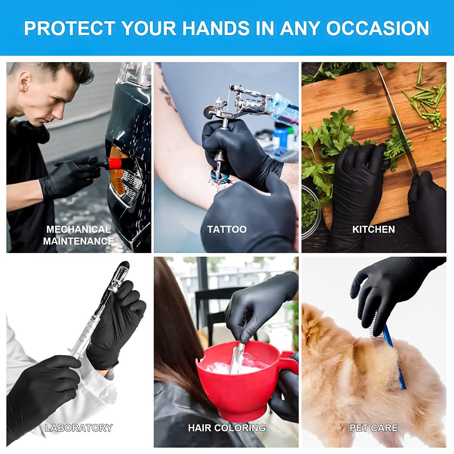 Best Disposable Gloves - Black Nitrile Powder & Latex Free Thick Disposable Gloves Apparel & Accessories - Tophatter Daily Deals