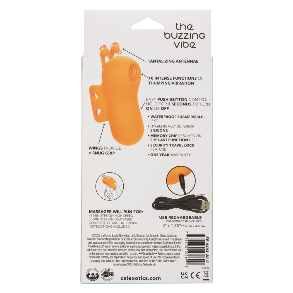 Neon Vibes The Buzzing Vibe Orange Silicone Finger Teaser with 10 Vibration Functions and Rechargeable > Vibrators > Finger Vibrators - Tophatter Daily Deals