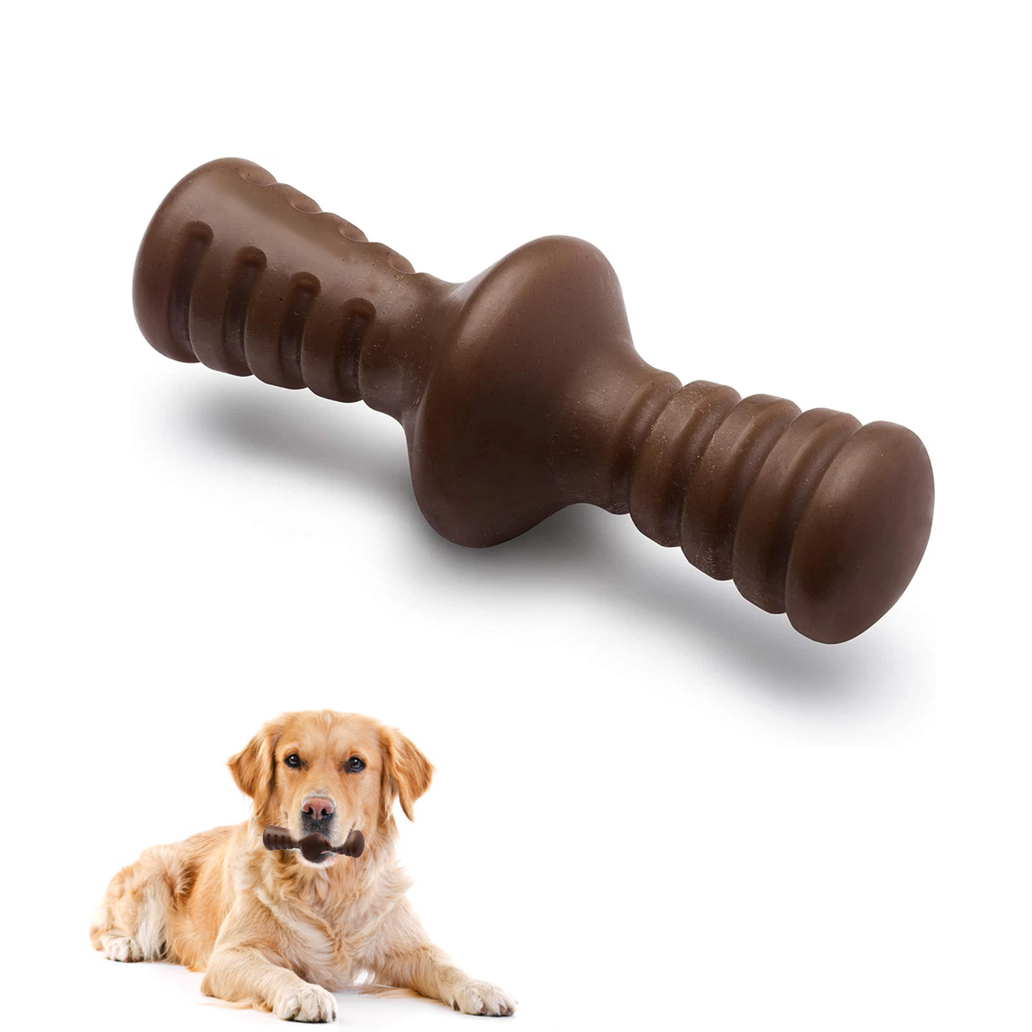 Dog Chew Toy – Tough Rubber Bone for Aggressive Chewers, Dental Care & Play pet - Tophatter Daily Deals