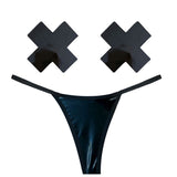 Dom Squad Black Wet Vinyl Pastie and G-String Set > Clothes > Pasties - Tophatter Daily Deals
