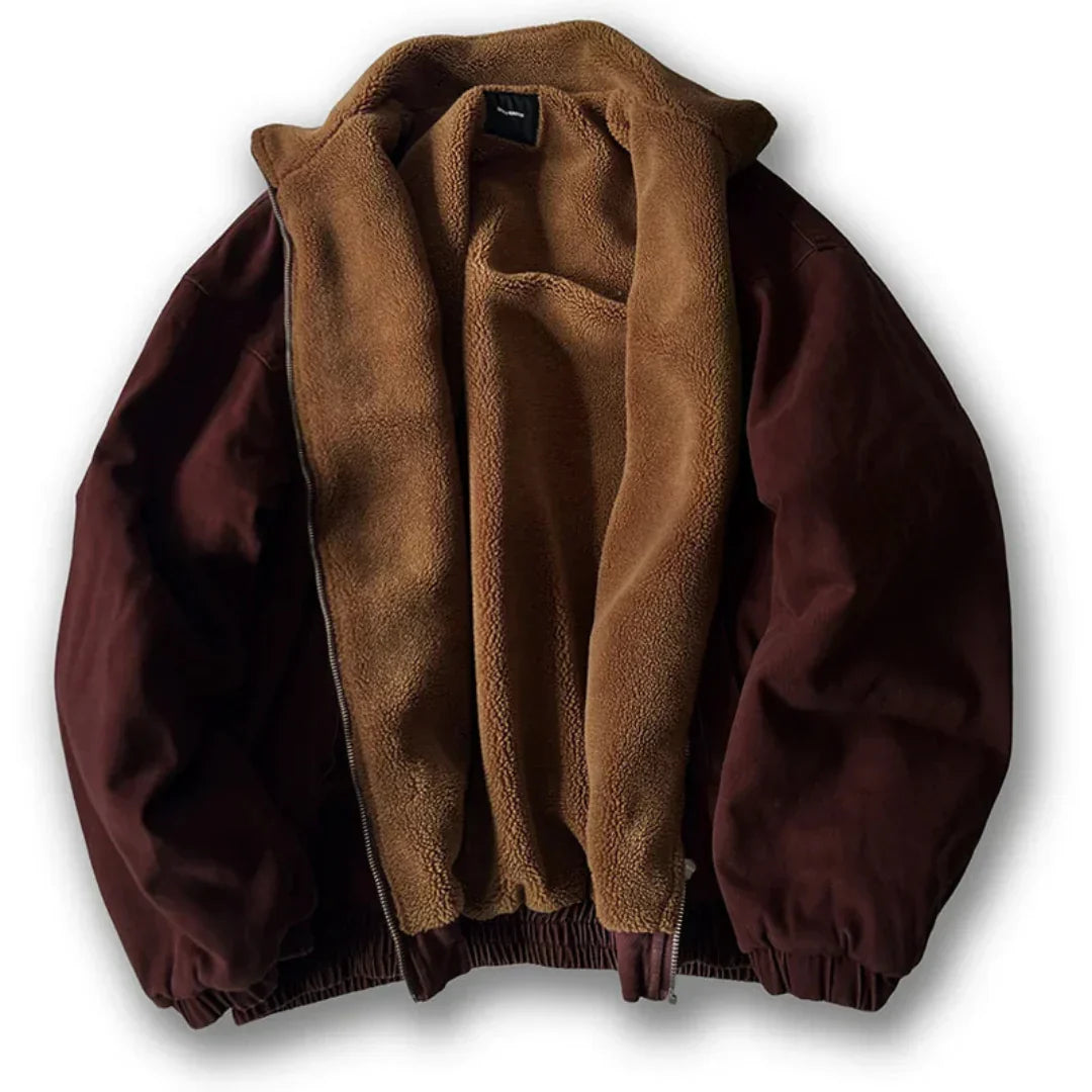 Insulating Padded Jacket - Boxy Fit, Cotton, Cold Weather Red - Tophatter Daily Deals