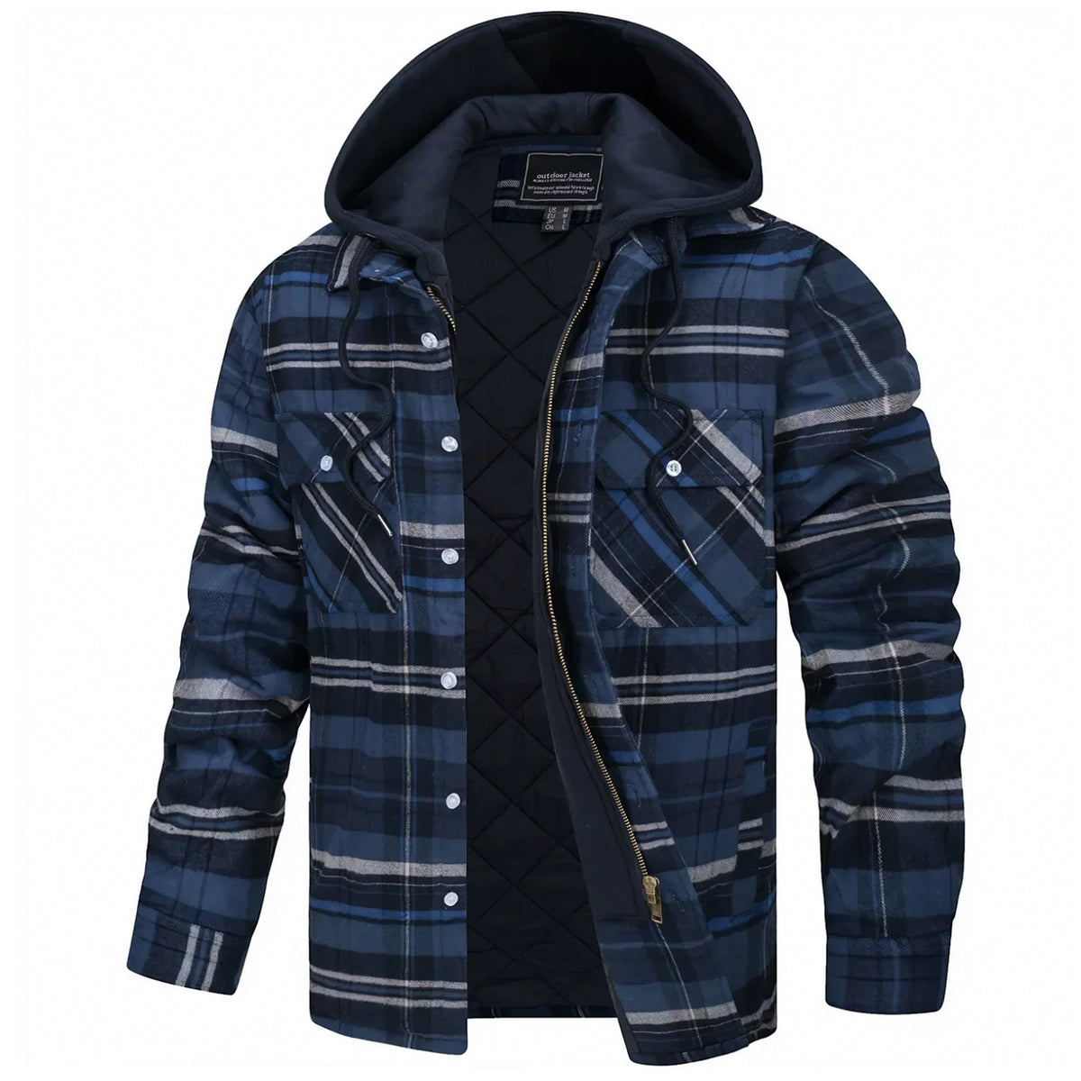 Lightweight Cozy Men's Hooded Jacket - Shirt Style, Fleece Dark Blue - Tophatter Daily Deals