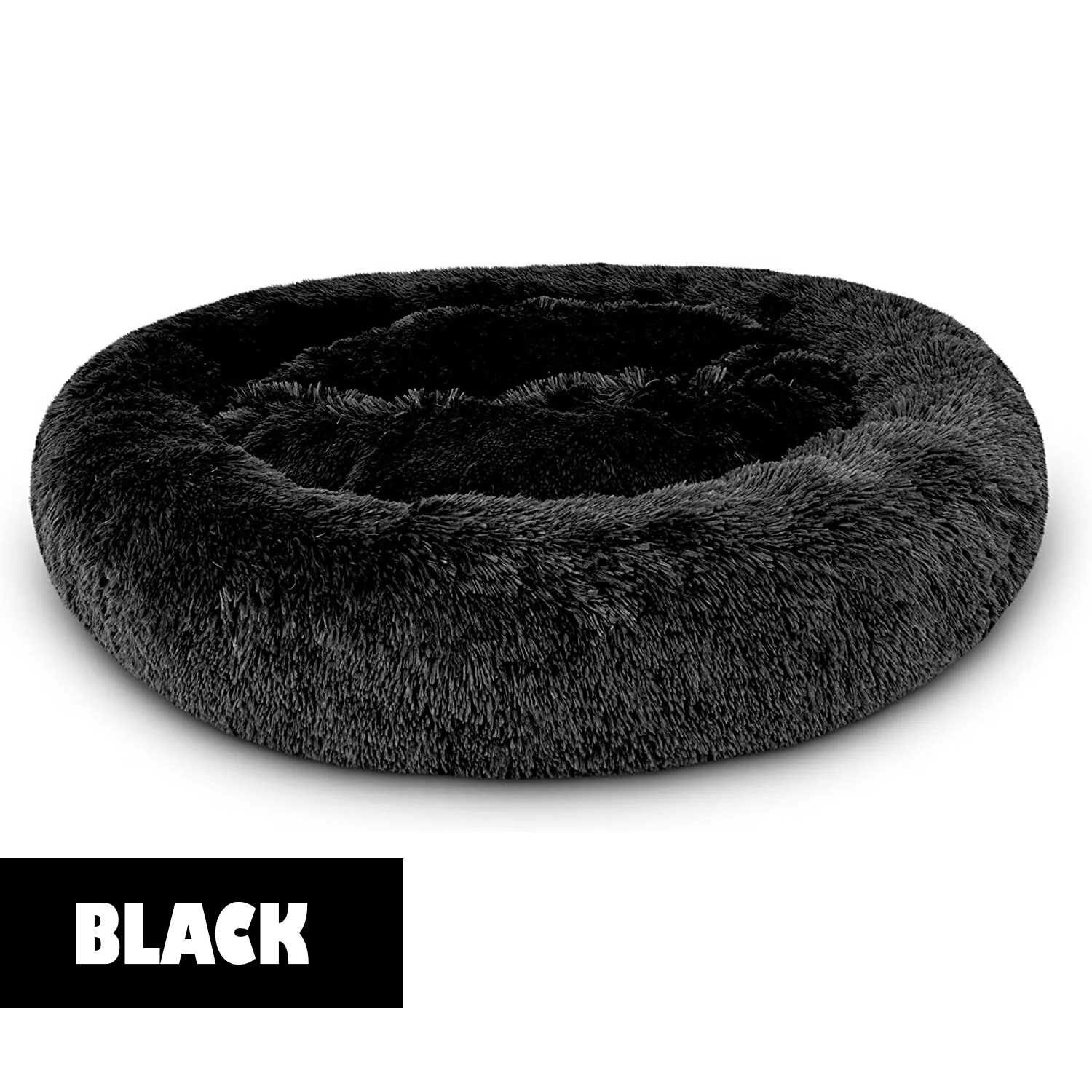 Donut Dog Bed – Anti-Anxiety Round Pet Bed for Cozy Sleep & Joint Support Black Donut dog bed - Tophatter Daily Deals