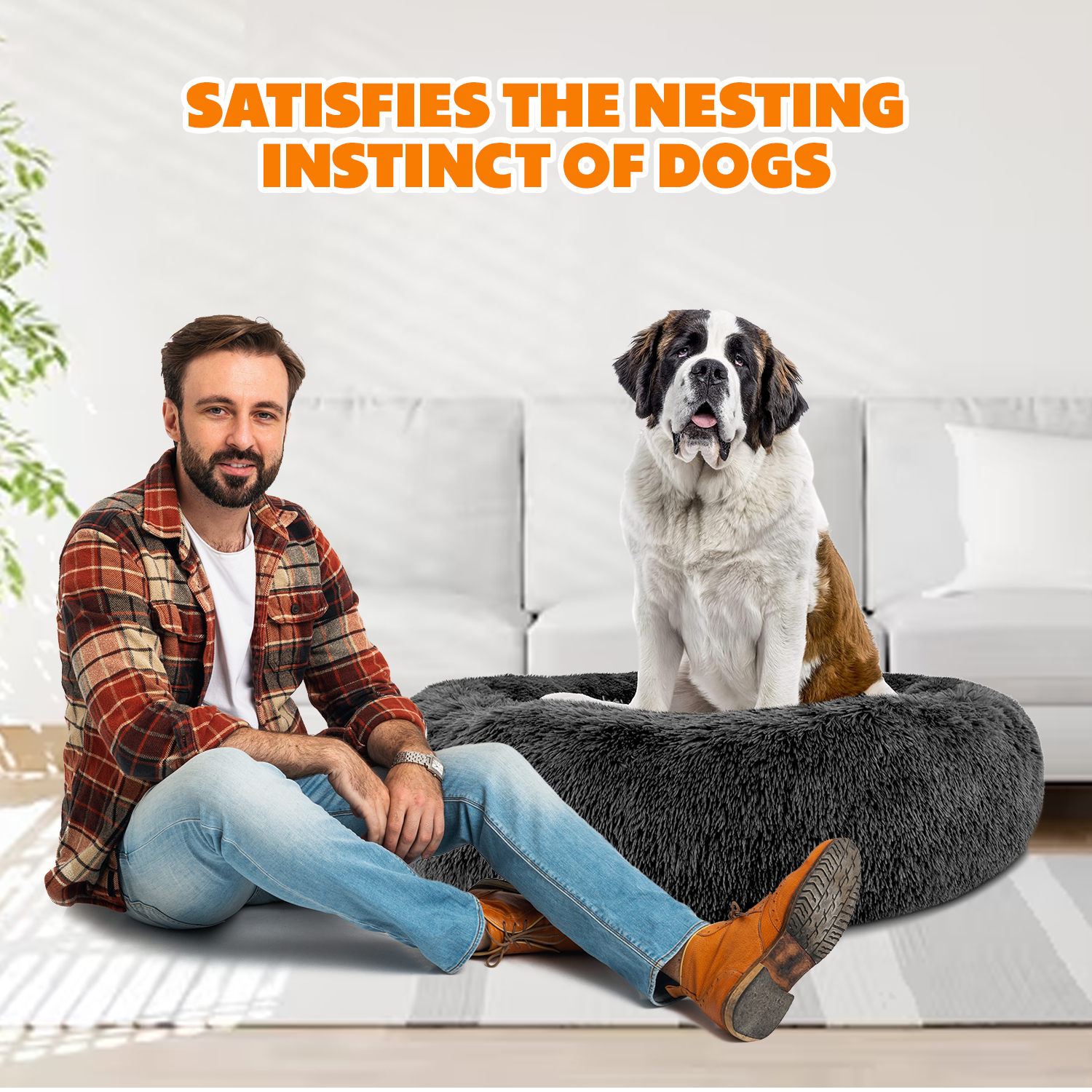 Donut Dog Bed – Anti-Anxiety Round Pet Bed for Cozy Sleep & Joint Support Donut dog bed - Tophatter Daily Deals