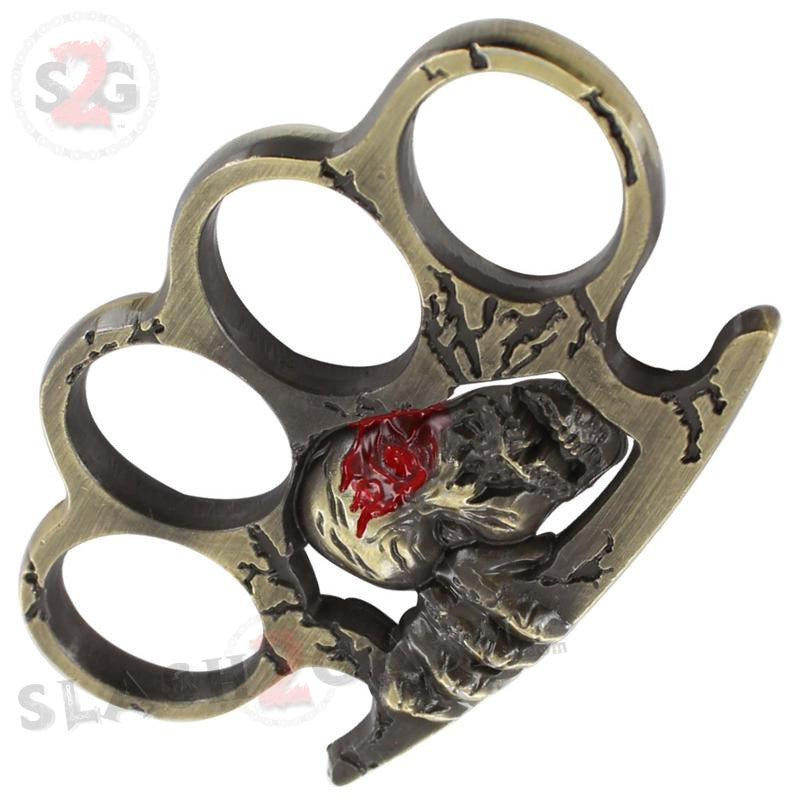 Doomsday Hunter Zombie Skull Brass Knuckles Paperweight Belt Buckle - Tophatter Daily Deals
