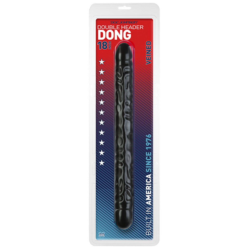 Double Header 18 Inch Veined Dong Black – Large Double-Ended Dong > Dildos > Double Dildos - Tophatter Daily Deals