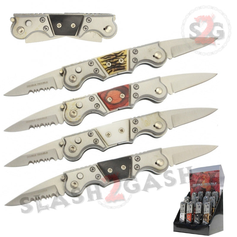 Double Trouble Mini Dual Switchblade Automatic Knife - 5 colors Knife-Auto - Tophatter Daily Deals