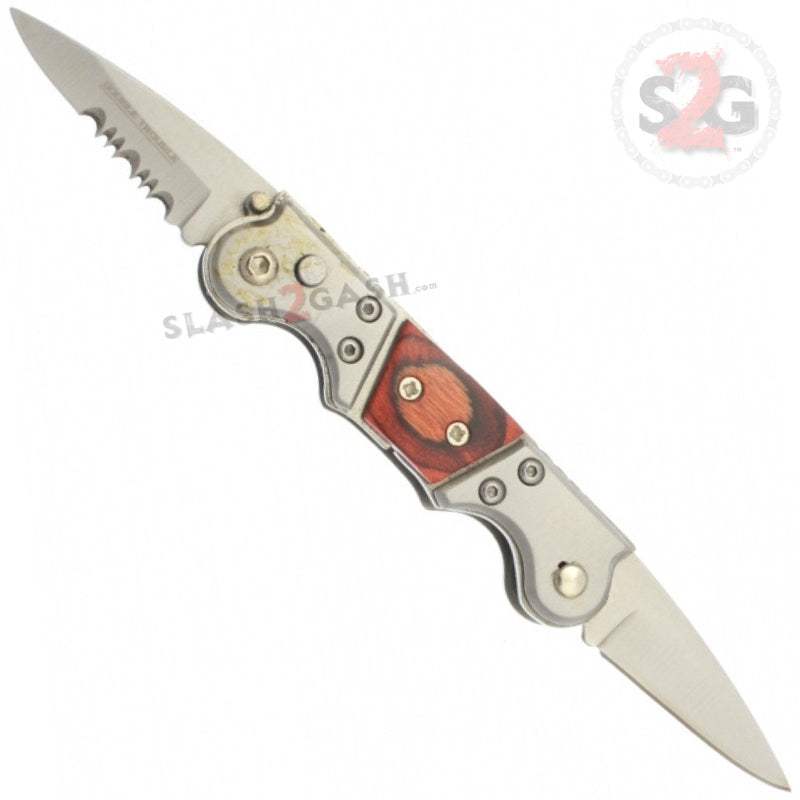 Double Trouble Mini Dual Switchblade Automatic Knife - Rosewood Knife-Auto - Tophatter Daily Deals