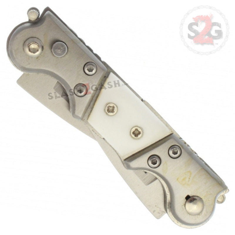 Double Trouble Mini Dual Switchblade Automatic Knife - White Knife-Auto - Tophatter Daily Deals