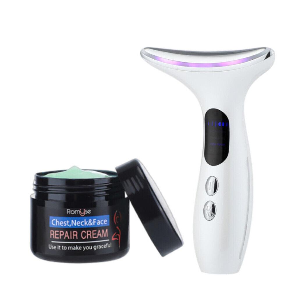 Cream for Wrinkles Neck - V Shaping Massager Electric Slim LIFT Double Chin Removal device White Cream + Neck Massager Health & Beauty - Tophatter Daily Deals