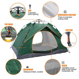 Automatic Pop-up Tent - 2-3 Man Instant Double Layer Pop up Camping Tent Waterproof Outdoor UK Outdoor Recreation - Tophatter Daily Deals