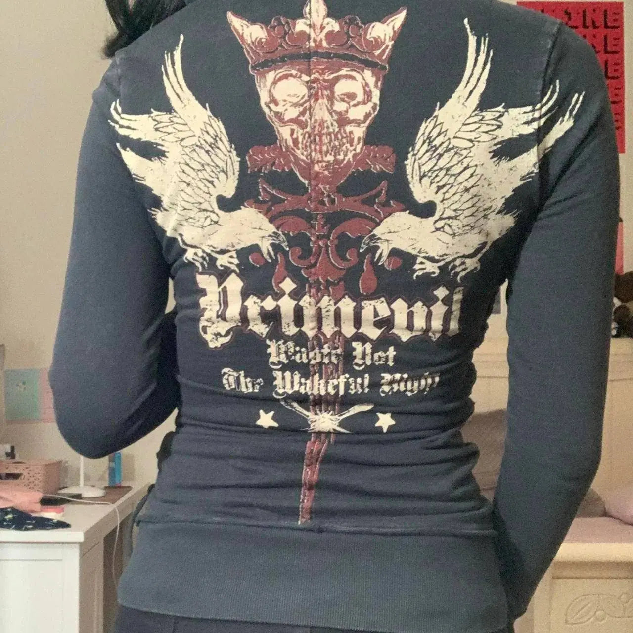 Dourbesty Vintage Bandage Zip-up Sweatshirts Y2k Aesthetic Print Women Long Sleeve Crop Tops 2000s Retro Jackets Grunge Clothes - Tophatter Daily Deals