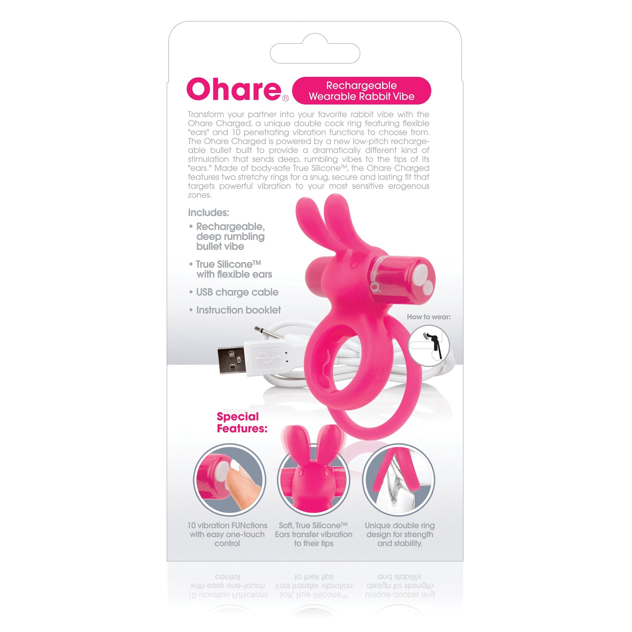 Charged Ohare – Rechargeable Double Cock Ring Rabbit Vibrator > Sex Toys > Couples Toys - Tophatter Daily Deals