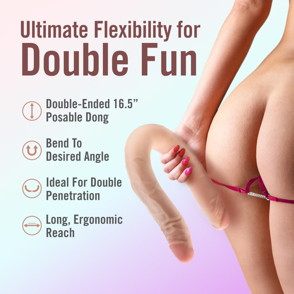 Dr Skin Plus 16.5 Inch Posable Double Dong 42 Centimeter Dual Ended Dildo > Dildos > Double Dildos - Tophatter Daily Deals