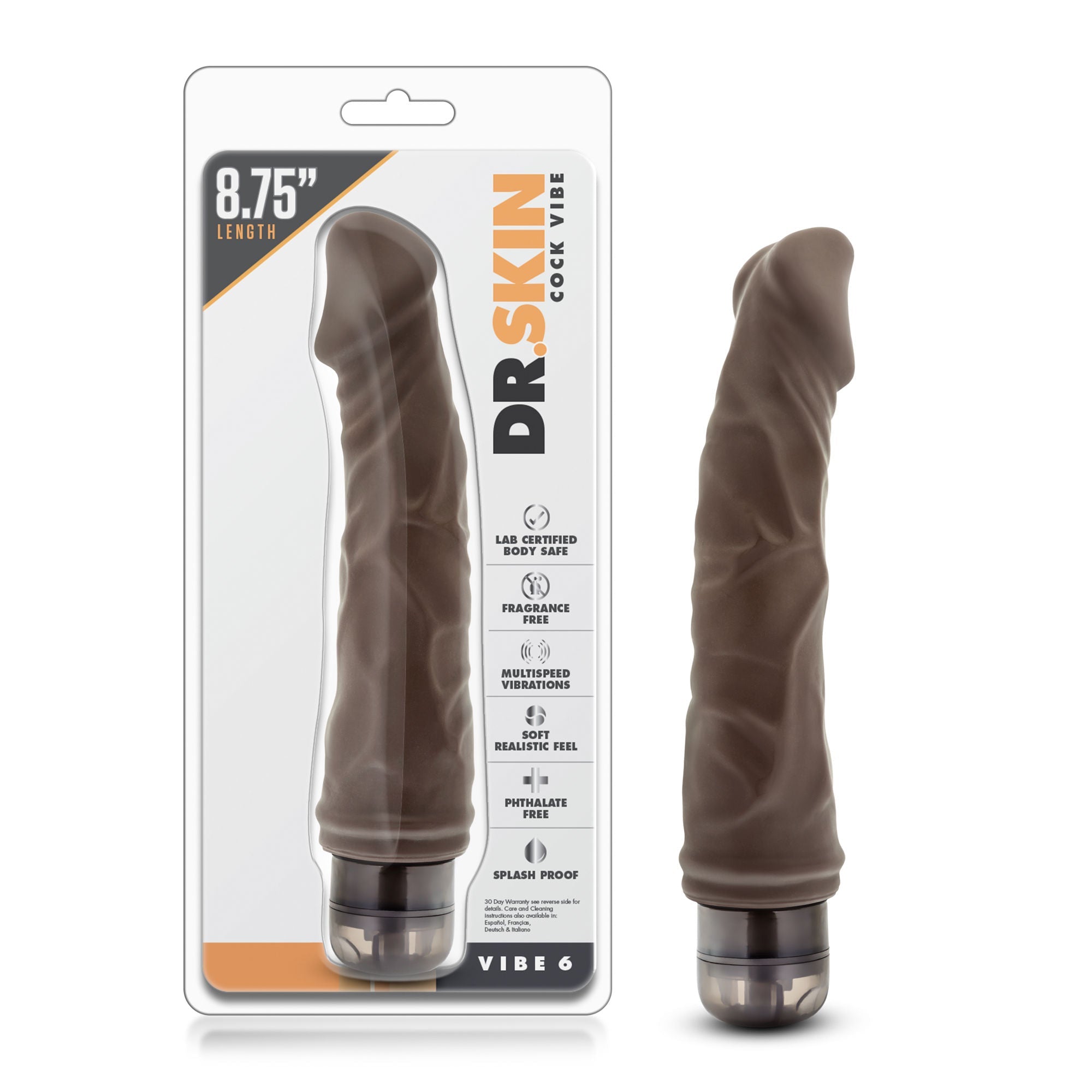 Dr Skin Vibe 6 (Chocolate) – Realistic 9 Inch Vibrating Dildo > Vibrators > Realistic Vibrators - Tophatter Daily Deals