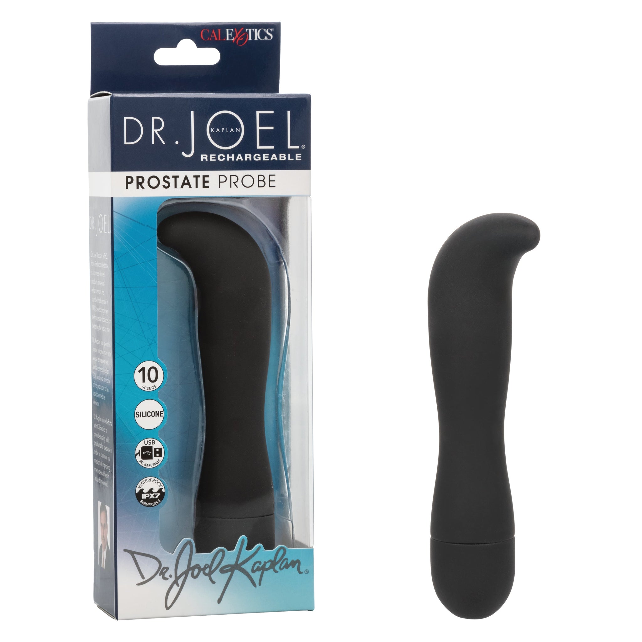 Dr. Joel Kaplan Prostate Probe Ergonomic Black Silicone Waterproof with 10 Speeds and Charging > Anal Range > Prostate Plugs - Tophatter Daily Deals