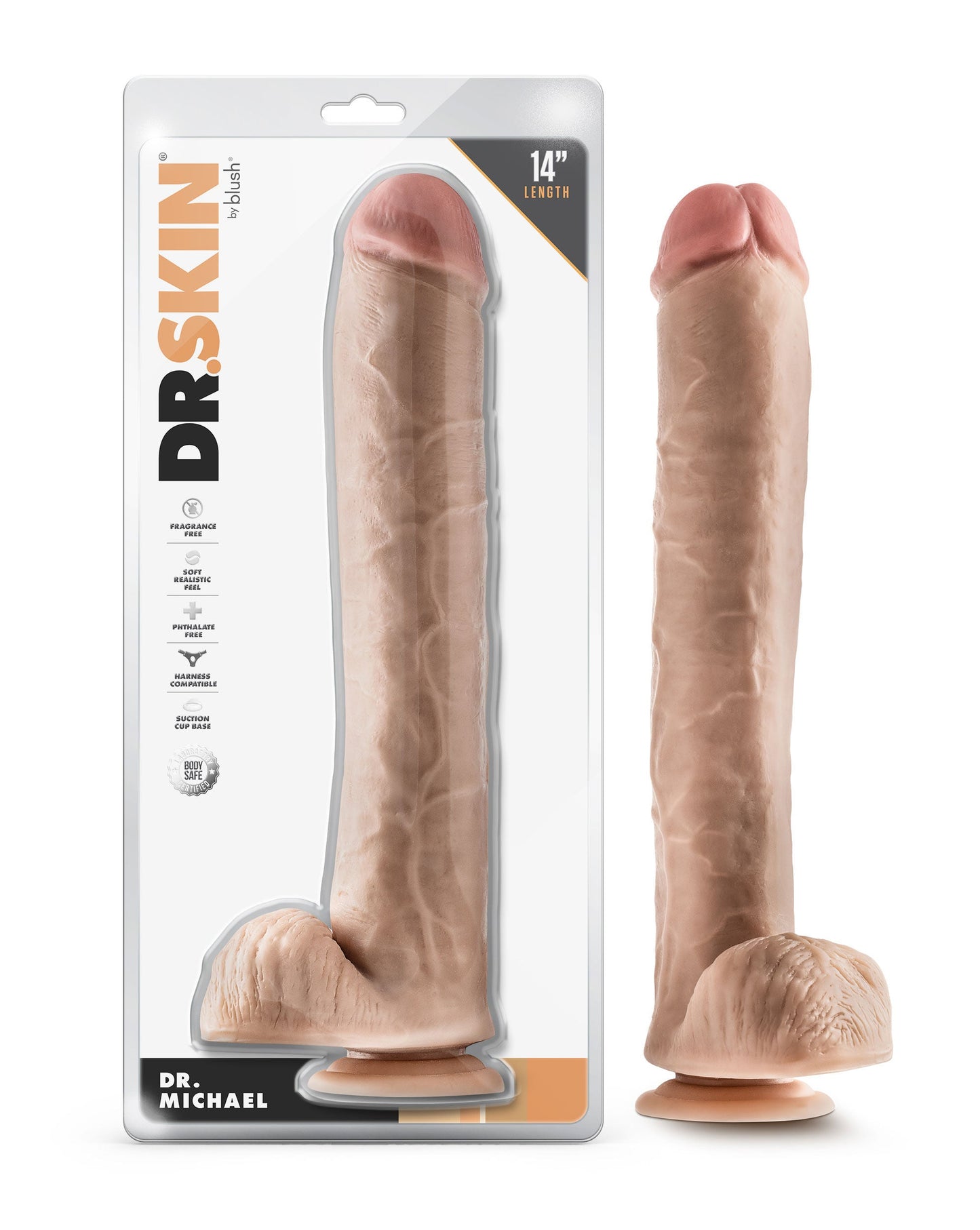 Dr. Michael 14 Inch Beige Realistic Dildo with Suction Base > Dildos > Oversized Toys - Tophatter Daily Deals