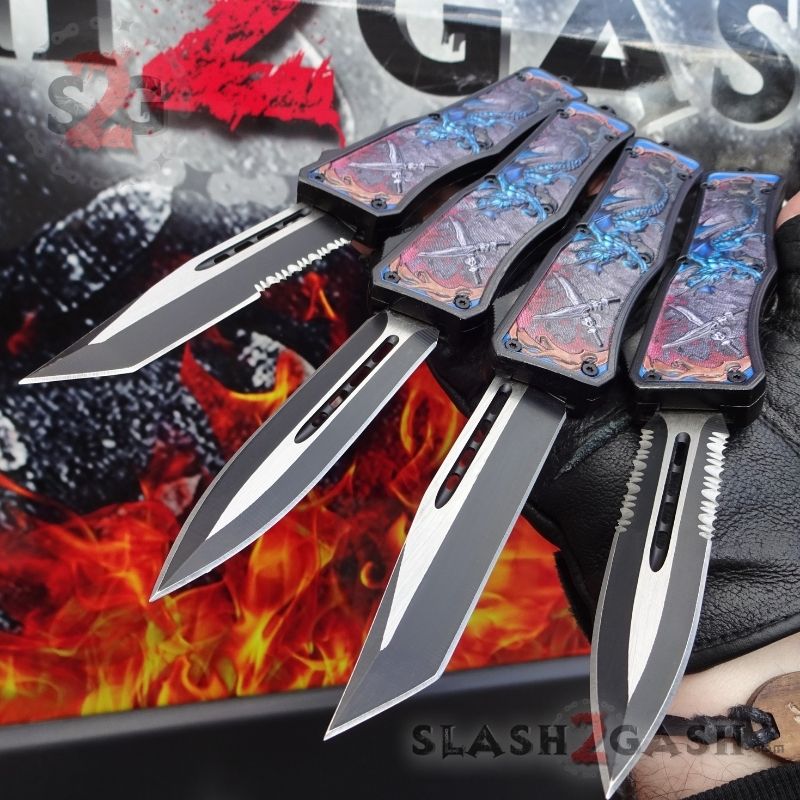 Dragon OTF Knife Automatic Switchblade - Red, Green, Blue Knife-OTF - Tophatter Daily Deals