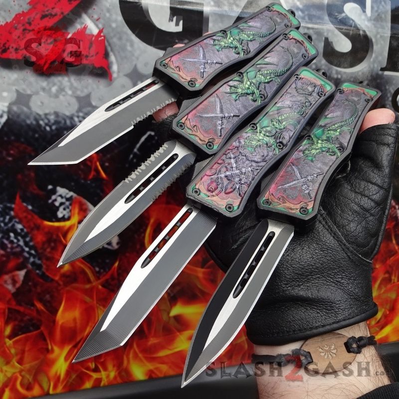 Dragon OTF Knife Automatic Switchblade - Red, Green, Blue Knife-OTF - Tophatter Daily Deals
