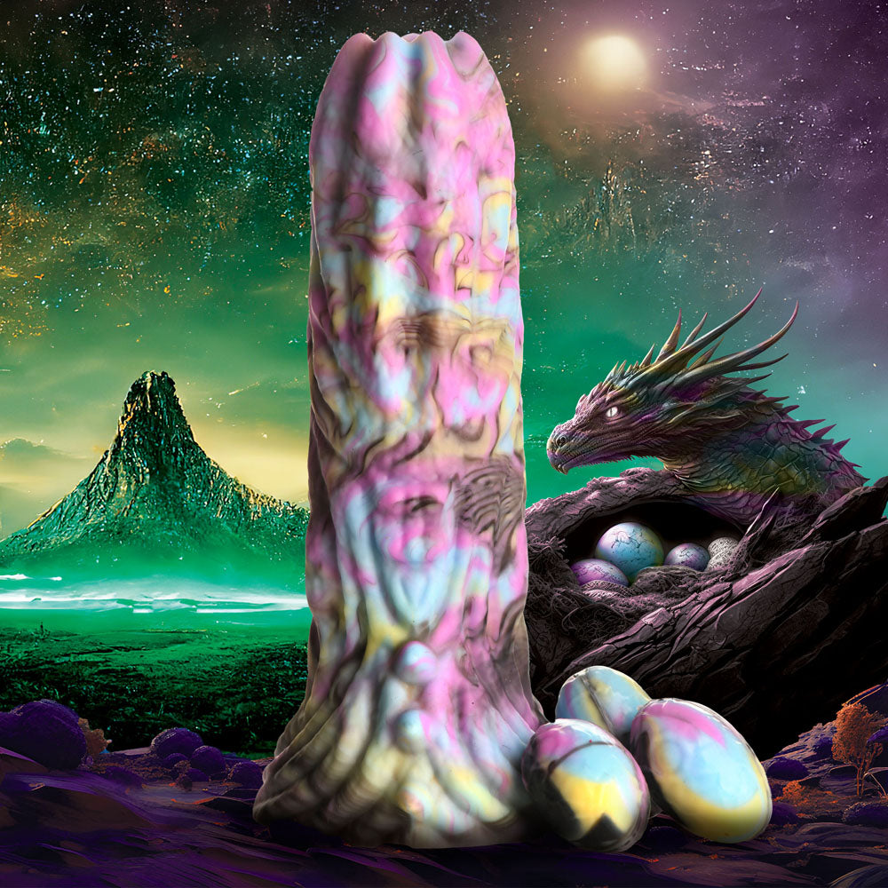 Dragon Spawn Dragon Ovipositor (Multicolor) – Silicone Dildo with Eggs 6 inch > Dildos > Fantasy - Tophatter Daily Deals