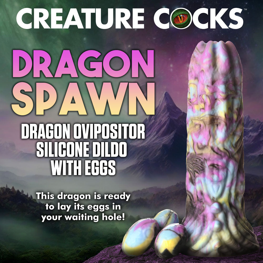 Dragon Spawn Dragon Ovipositor (Multicolor) – Silicone Dildo with Eggs 6 inch > Dildos > Fantasy - Tophatter Daily Deals