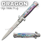 Dragon Stiletto Automatic Knife Italian Style Switchblade - Gold 3D Rainbow Knife-Auto - Tophatter Daily Deals