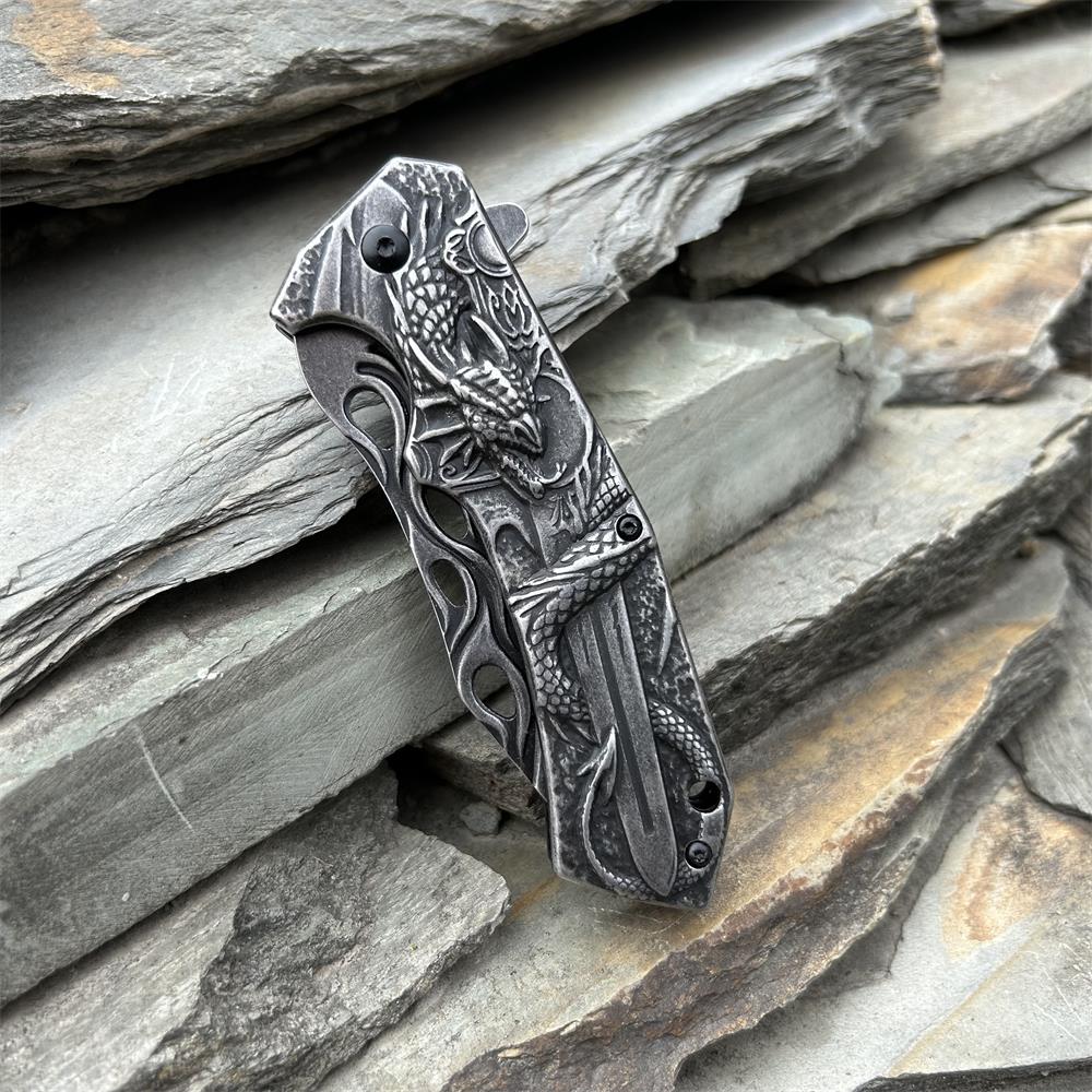 Cool Dragon With Sword Folding Knife - Tophatter Daily Deals