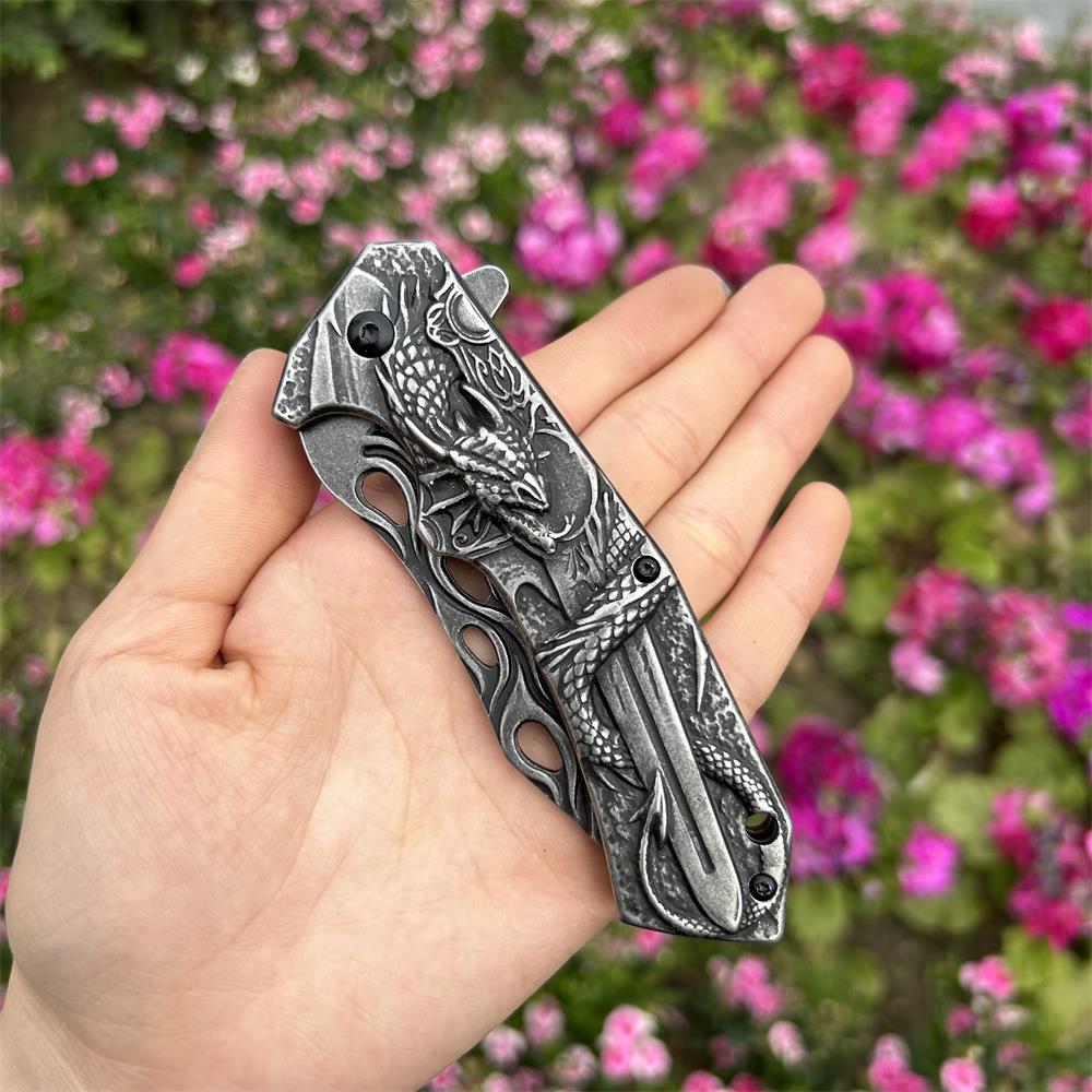 Cool Dragon With Sword Folding Knife - Tophatter Daily Deals