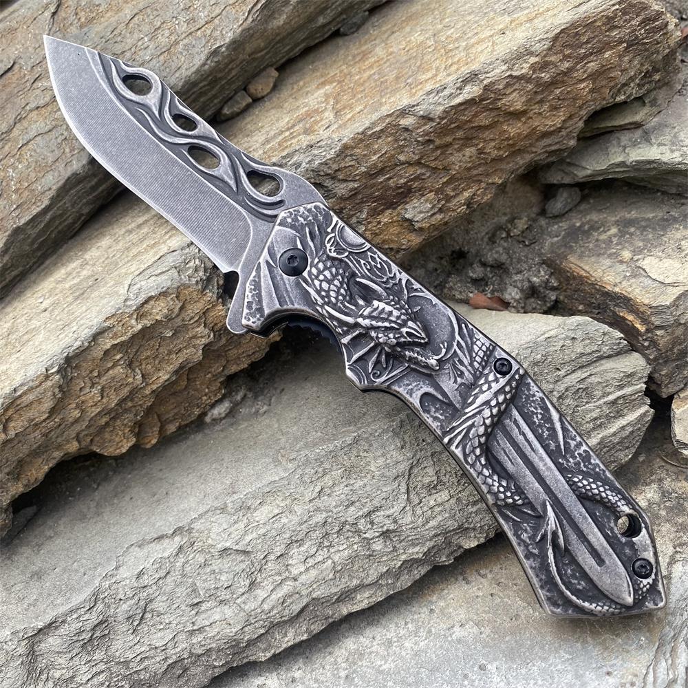 Cool Dragon With Sword Folding Knife Dragon Knife Only - Tophatter Daily Deals