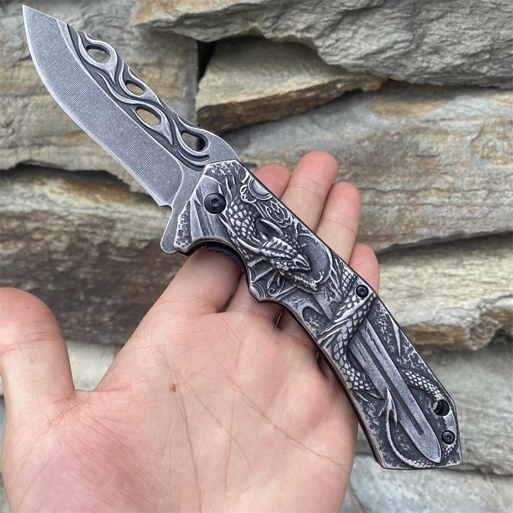 Cool Dragon With Sword Folding Knife - Tophatter Daily Deals