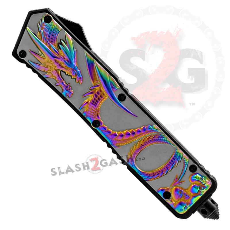 Dragon OTF Knife Titanium Rainbow Automatic Out The Front Switchblade Knife-OTF - Tophatter Daily Deals