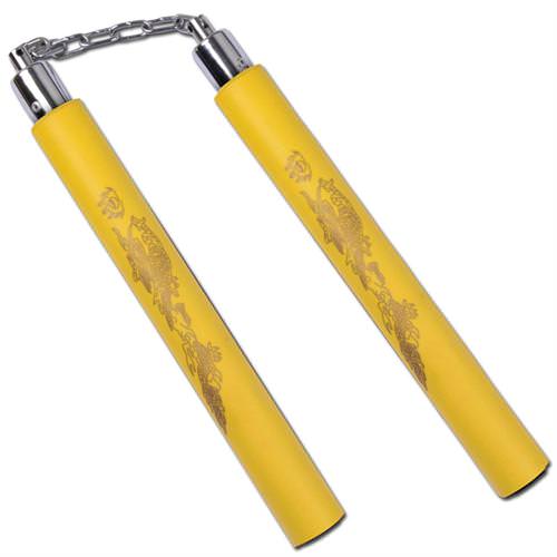 Dragon Practice Foam Nunchaku Yellow - TOPHATTER'S ARMORY DEALS Collectible Weapons - Tophatter Daily Deals