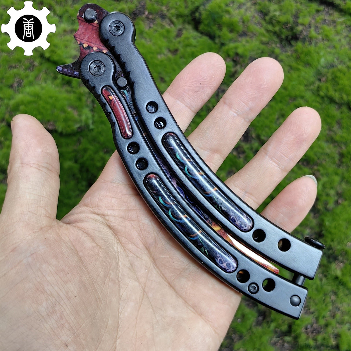 Game Butterfly Knife Dragonfire Pattern Metal Balisong Trainer - Tophatter Daily Deals