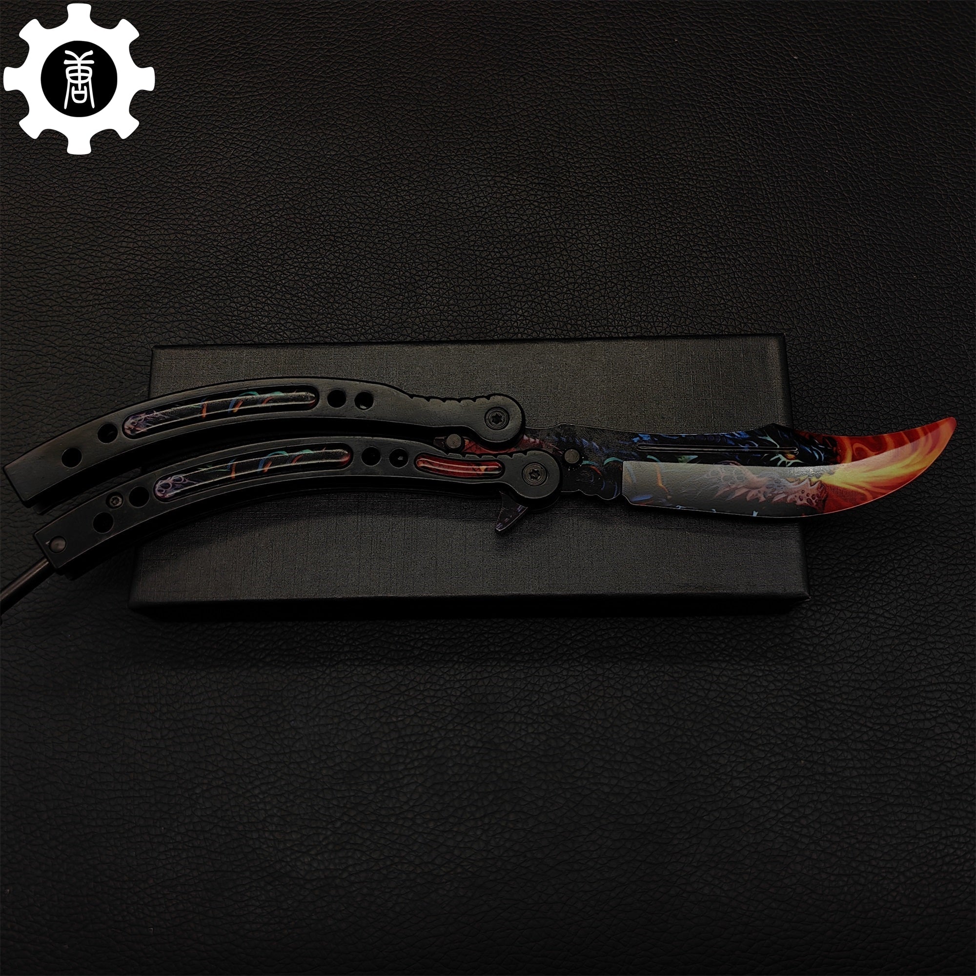 Game Butterfly Knife Dragonfire Pattern Metal Balisong Trainer - Tophatter Daily Deals