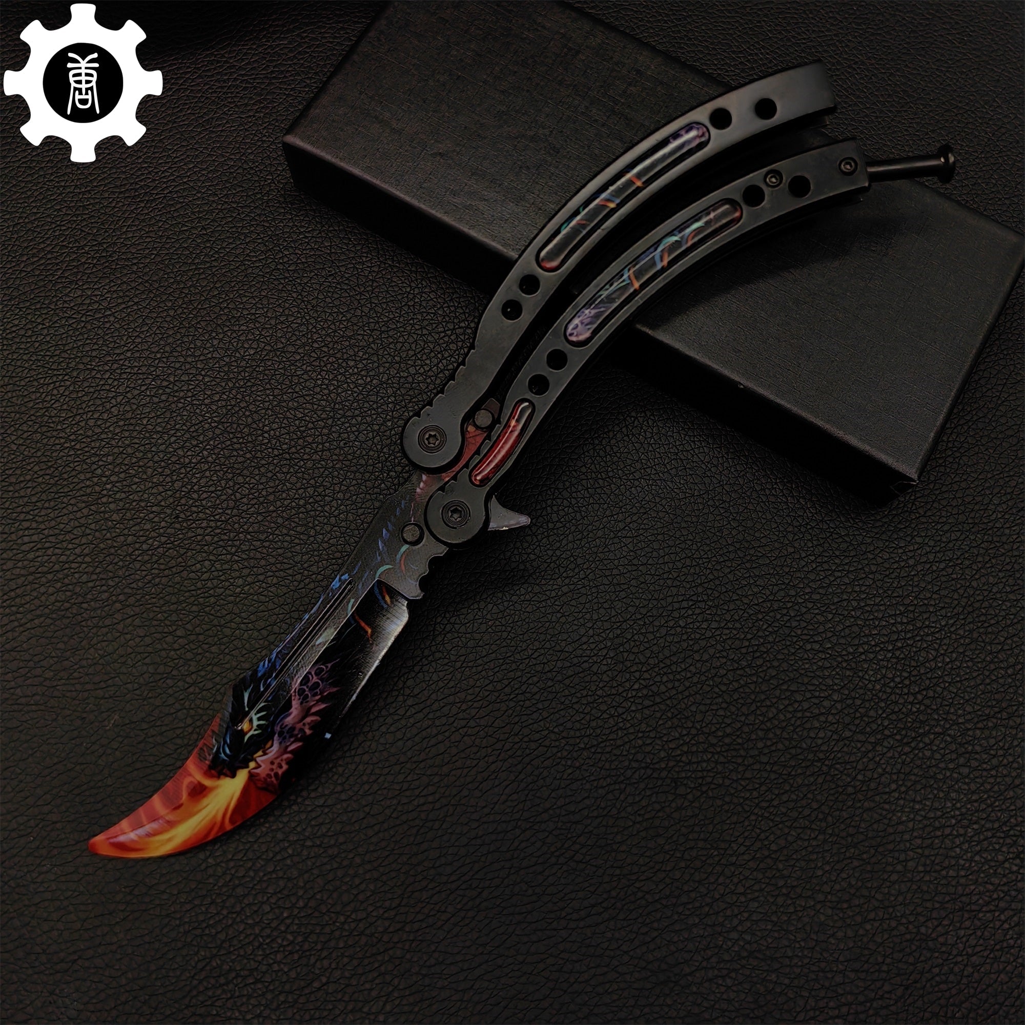 Game Butterfly Knife Dragonfire Pattern Metal Balisong Trainer - Tophatter Daily Deals