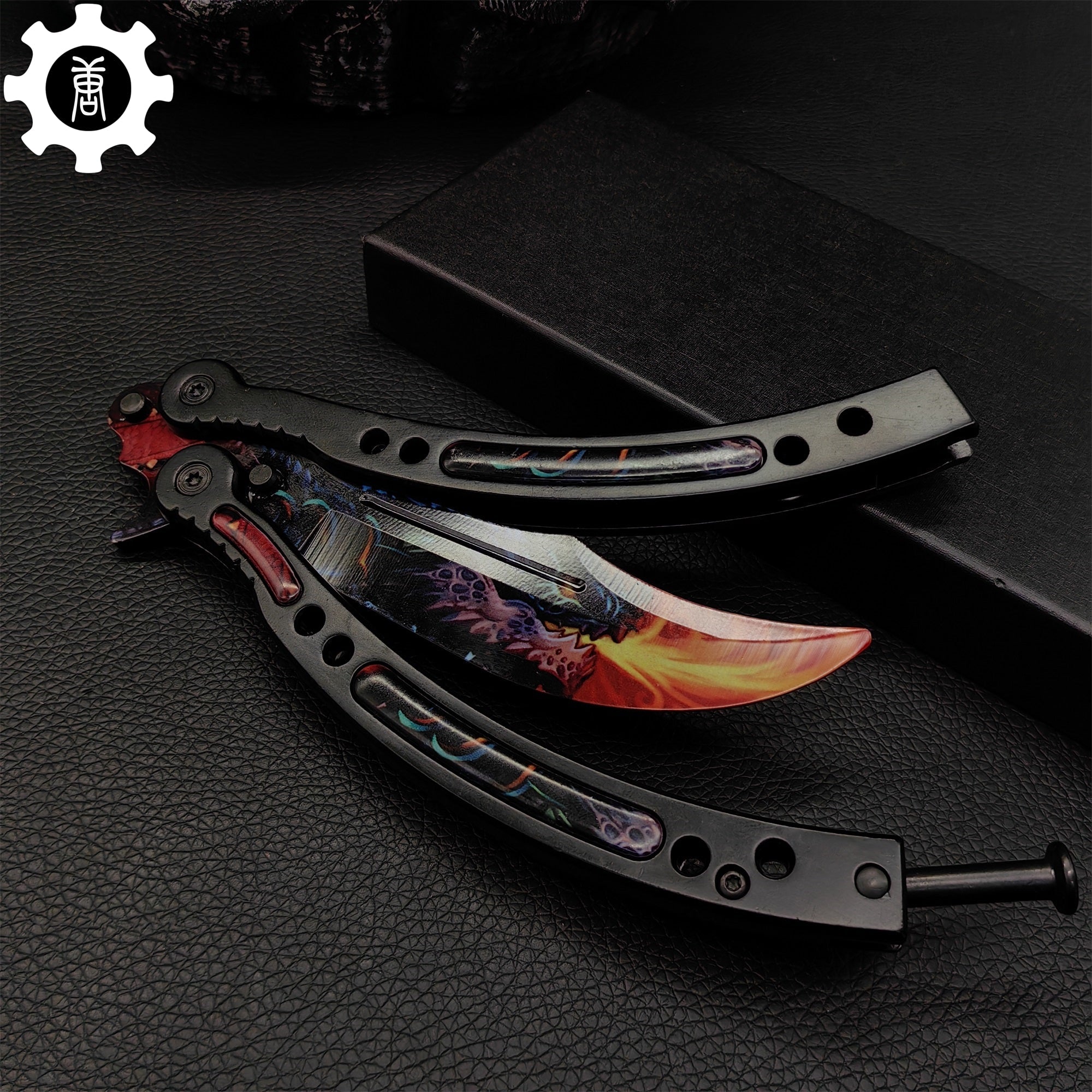 Game Butterfly Knife Dragonfire Pattern Metal Balisong Trainer - Tophatter Daily Deals