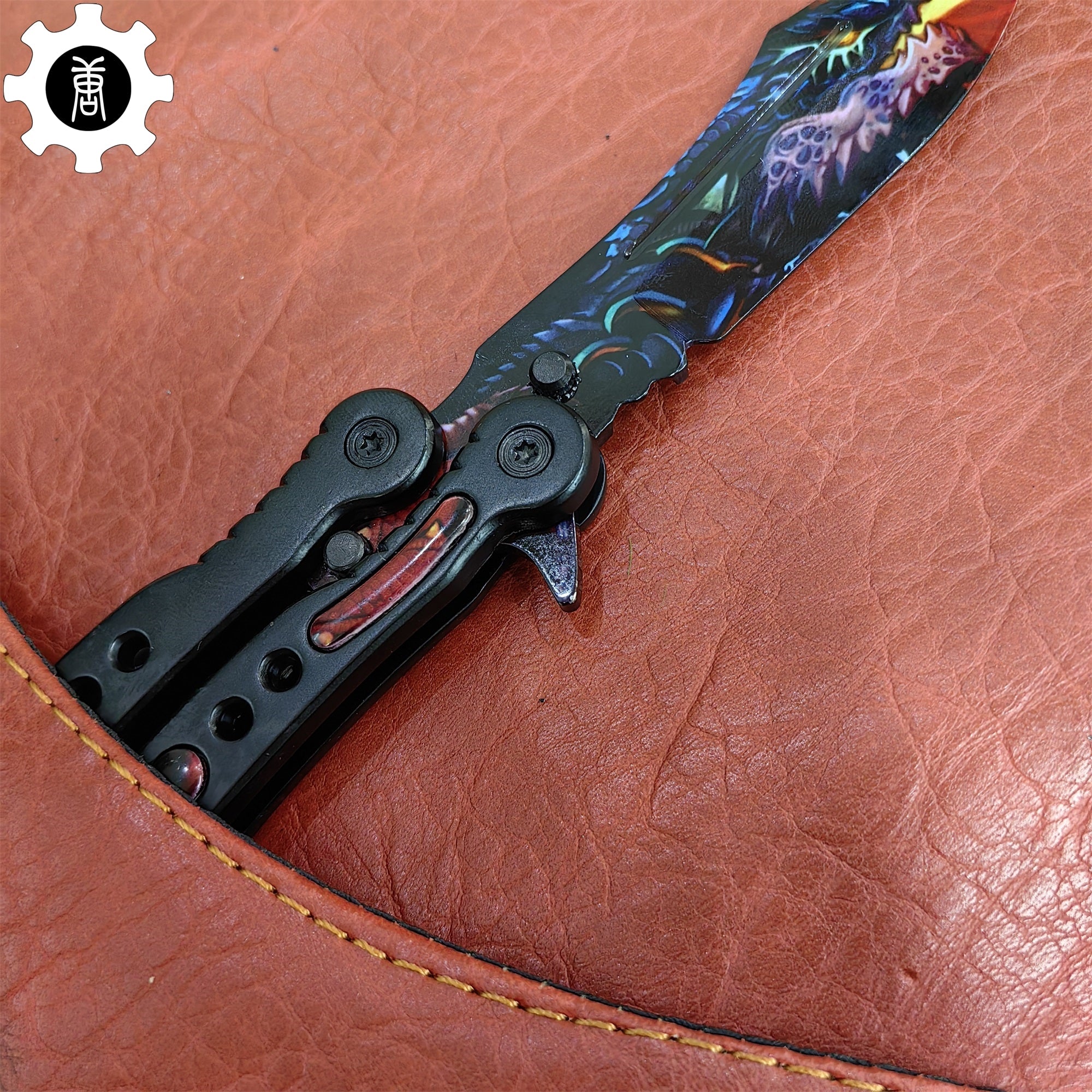Game Butterfly Knife Dragonfire Pattern Metal Balisong Trainer - Tophatter Daily Deals
