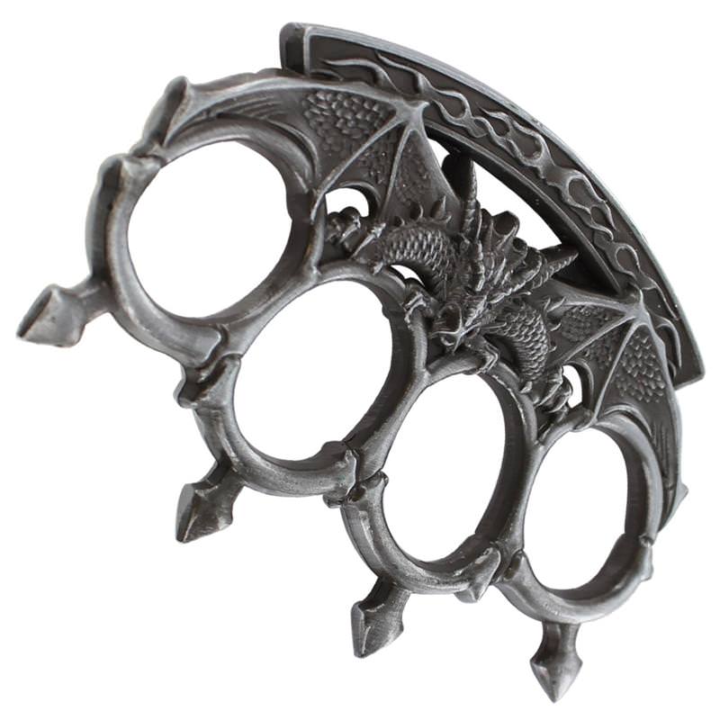 Dragons Inferno Knuckle Antiqued Silver Collectible Weapons - Tophatter Daily Deals