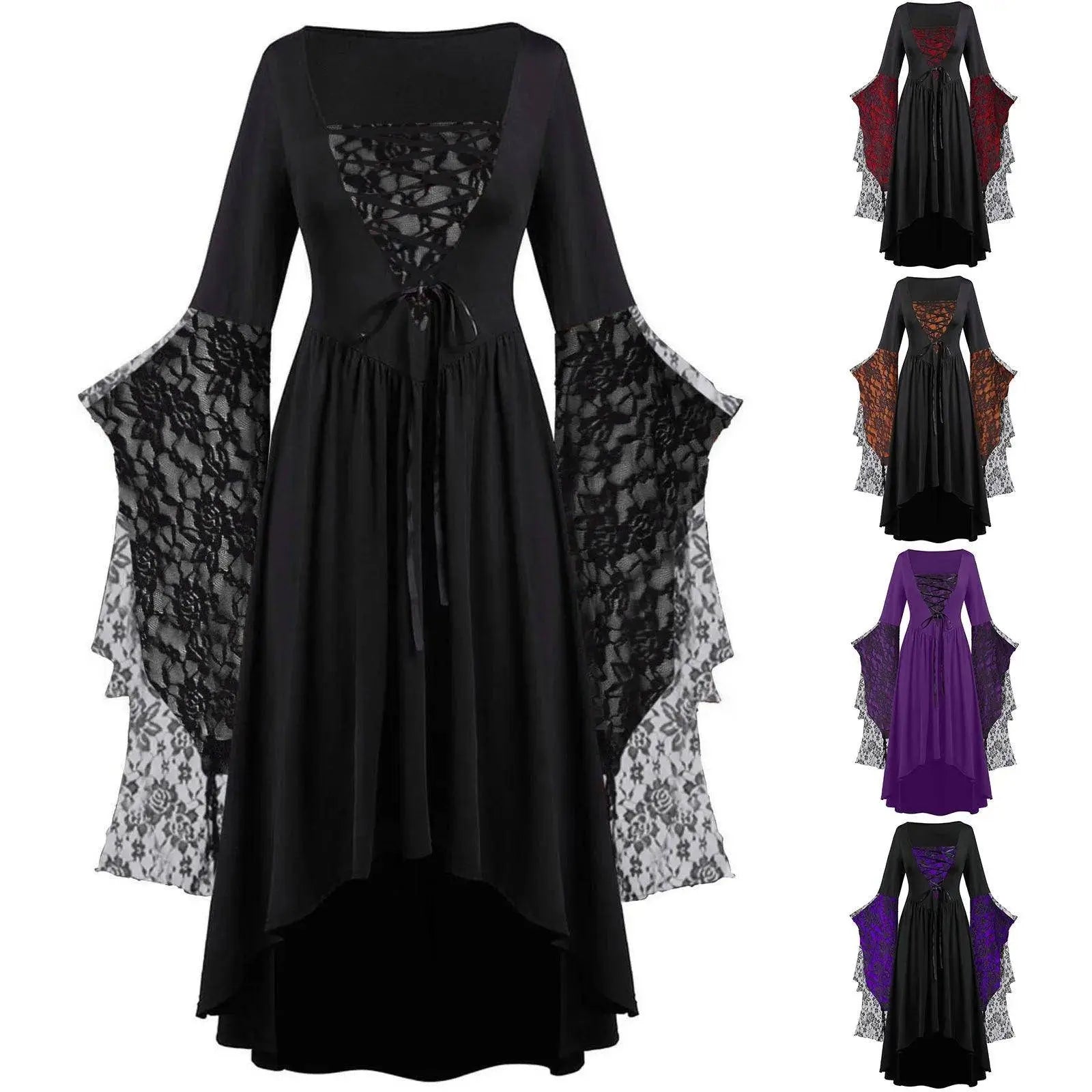 Dress Trumpet Sleeve Long Plus Size | Vintage Witch Vampire Dress halloween - Tophatter Daily Deals