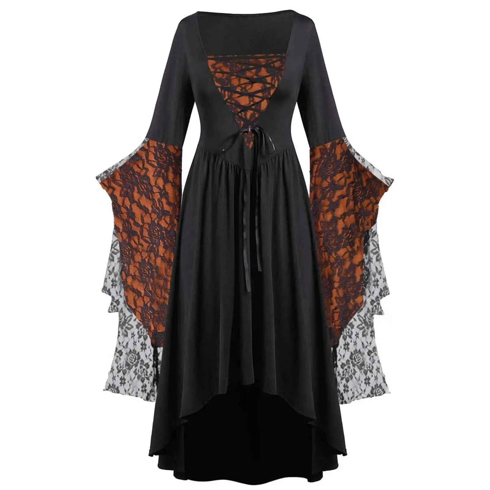 Dress Trumpet Sleeve Long Plus Size | Vintage Witch Vampire Dress halloween - Tophatter Daily Deals