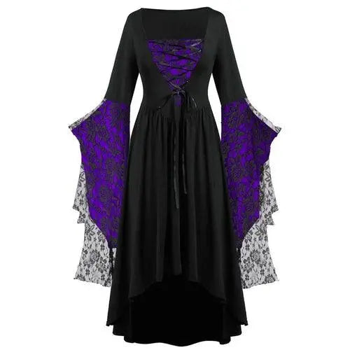 Dress Trumpet Sleeve Long Plus Size | Vintage Witch Vampire Dress Black halloween - Tophatter Daily Deals