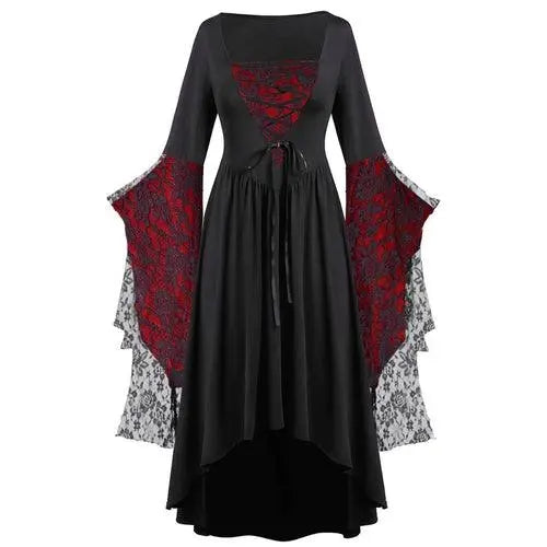 Dress Trumpet Sleeve Long Plus Size | Vintage Witch Vampire Dress Wine halloween - Tophatter Daily Deals