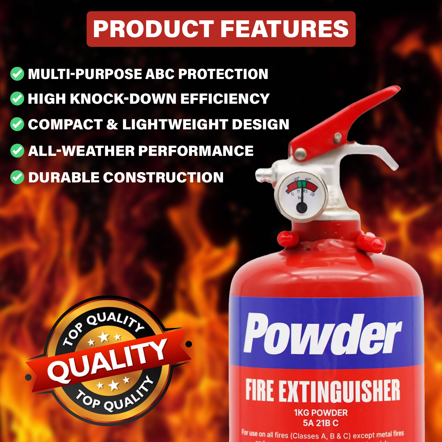 Fire Extinguisher Dry Powder – 1kg ABC Rated, Car, Home & Office Safety Device Fire extinguisher dry powder - Tophatter Daily Deals