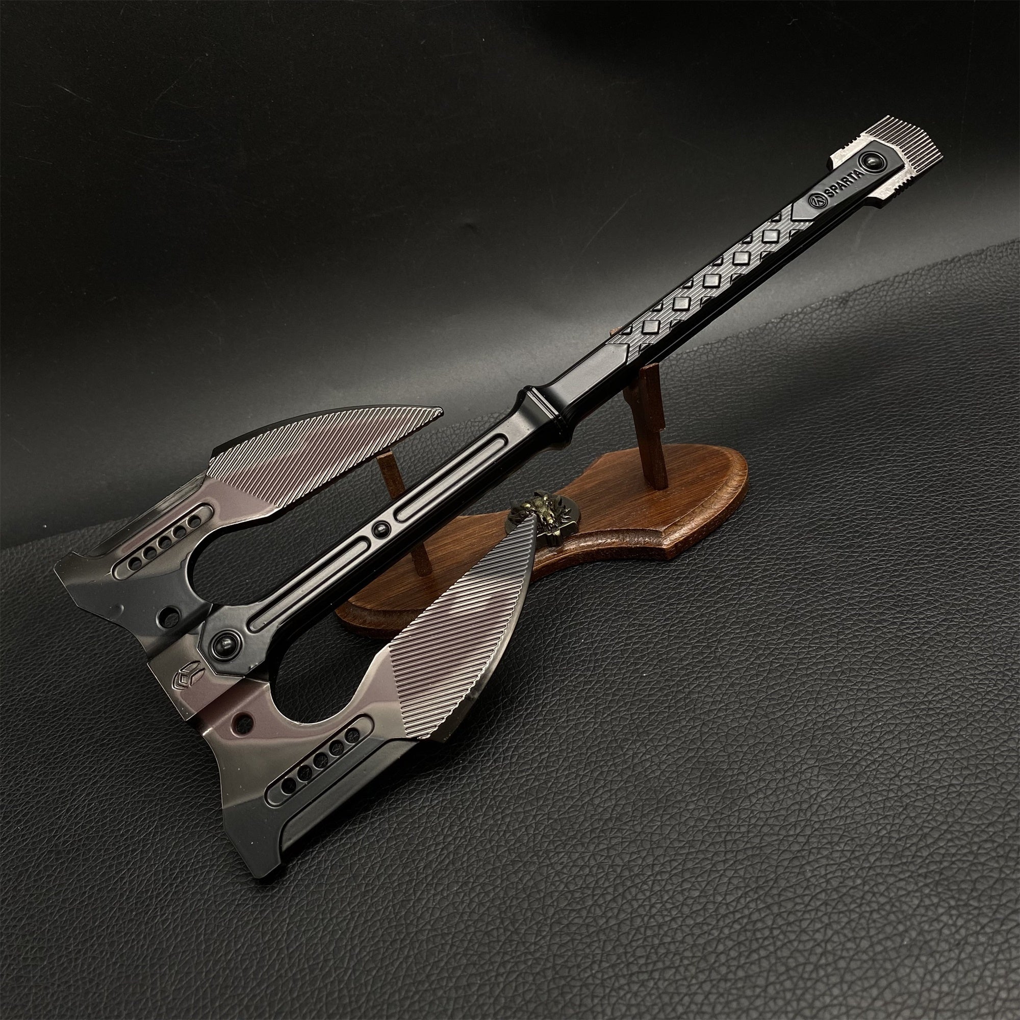 Unyielding Fury Dual-Bladed Battle Axe Metal Replica With Stand - Tophatter Daily Deals