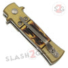 Mini Bronze Stiletto Auto Knife Cali Legal Switchblade - Sim Stag Knife-Auto - Tophatter Daily Deals