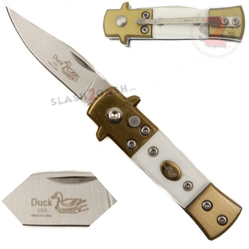 Mini Duck Stiletto Auto Knife Cali Legal Switchblade - 4 colors White Knife-Auto - Tophatter Daily Deals