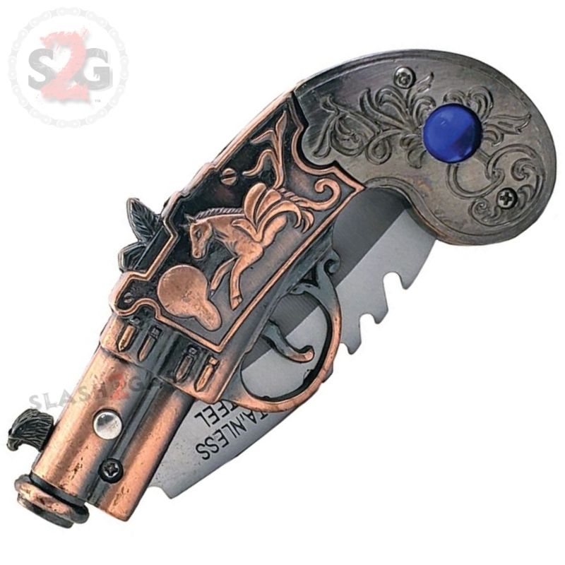 Dueling Pistols Mini Auto Knife Gun-Shaped Novelty Switchblade Knife-Auto - Tophatter Daily Deals
