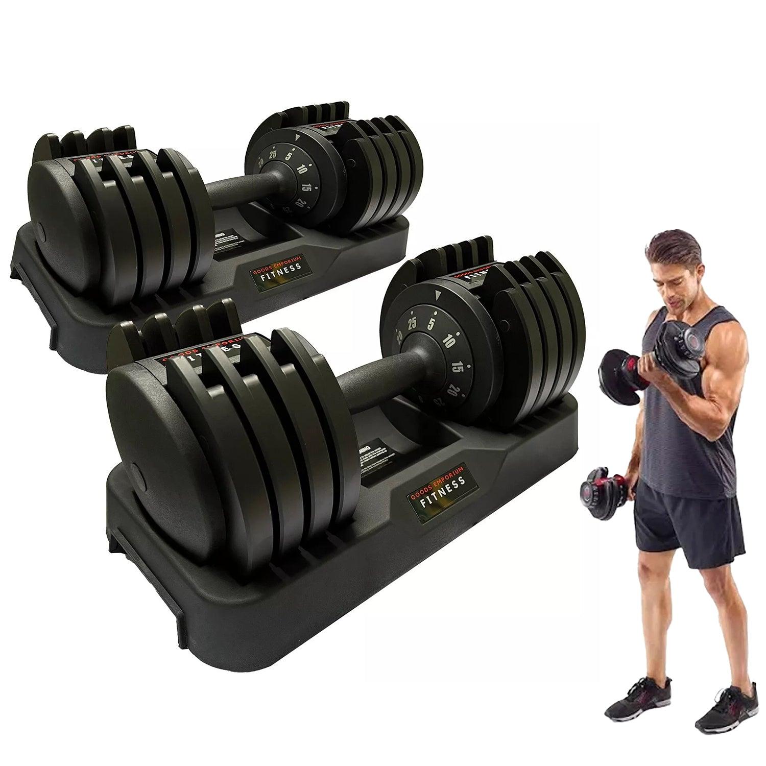 Adjustable Dumbbells Pair - 12KG x 2 24KG Weights Set Dumbells Dumbbeells - Tophatter Daily Deals